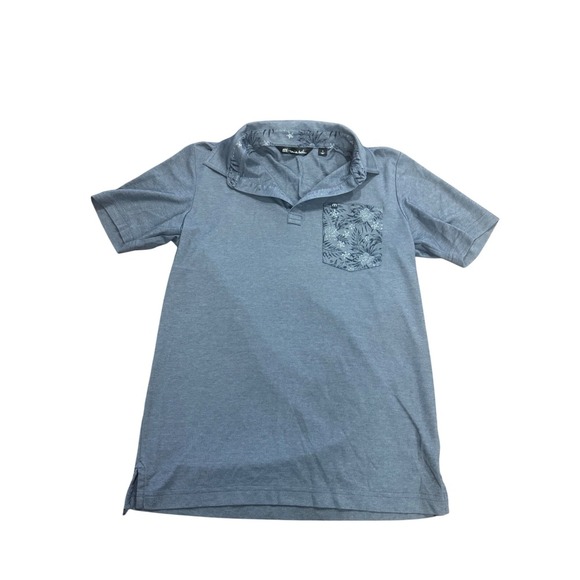 Travis Mathew Polo Shirt Size S Blue Floral Pocket Golf Casual Short Sleeve - Picture 1 of 4